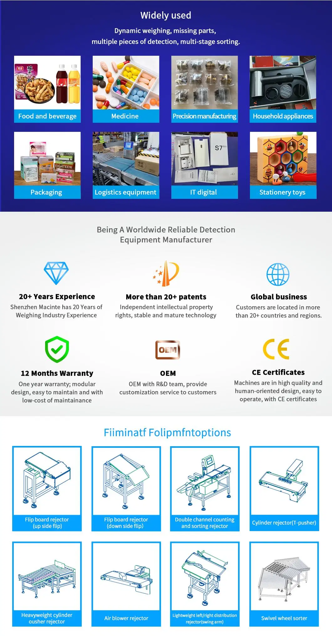 High Speed High Accuracy Macinte Food Grade Conveyor Machine Checkweigher